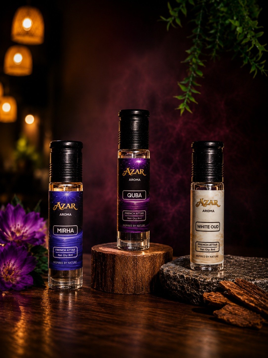 Azar Aroma signature collection — Mirha, Quba and White Oud French attars
